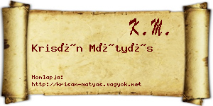 Krisán Mátyás névjegykártya